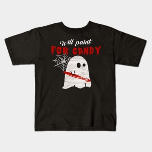 Will Paint For Candy Teacher Halloween Kids T-Shirt